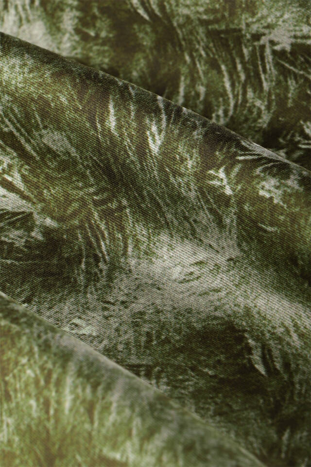 Grass Green Brush Pattern Twill Silk Shawl - 5