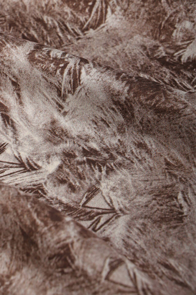 Brown Brush Pattern Twill Silk Shawl - 5