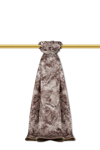 Brown Brush Pattern Twill Silk Shawl 