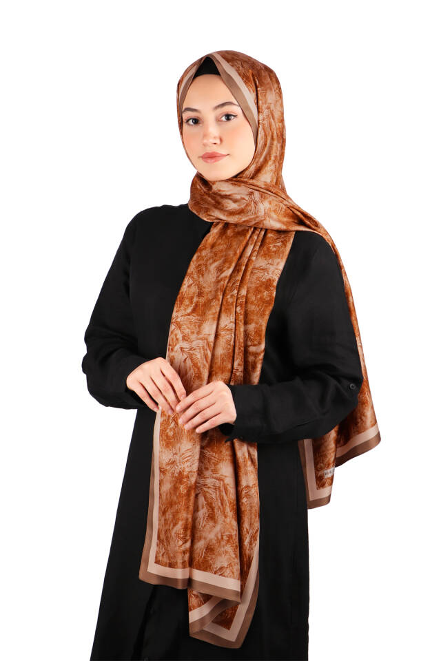 Copper Brush Pattern Twill Silk Shawl - 2