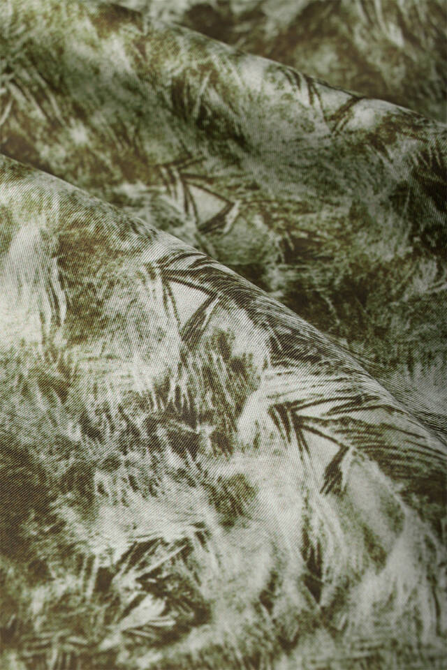 Khaki Brush Pattern Twill Silk Shawl - 5