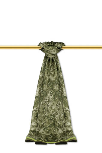 Khaki Brush Pattern Twill Silk Shawl 