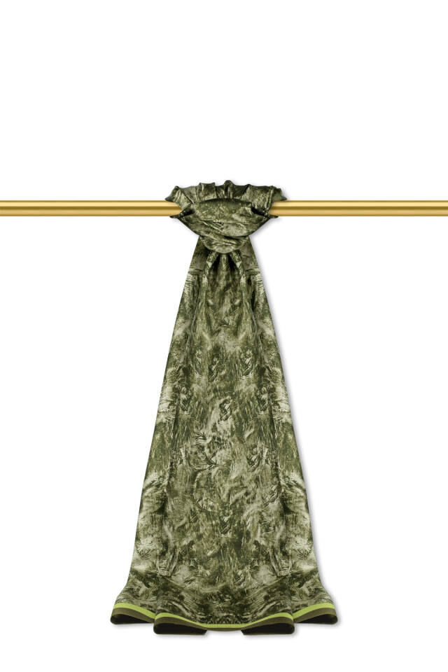 Khaki Brush Pattern Twill Silk Shawl 