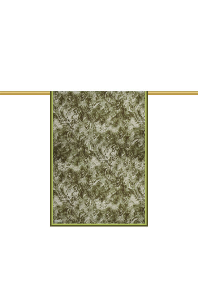 Khaki Brush Pattern Twill Silk Shawl - 3