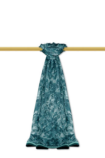 Oil Green Brush Pattern Twill Silk Shawl 