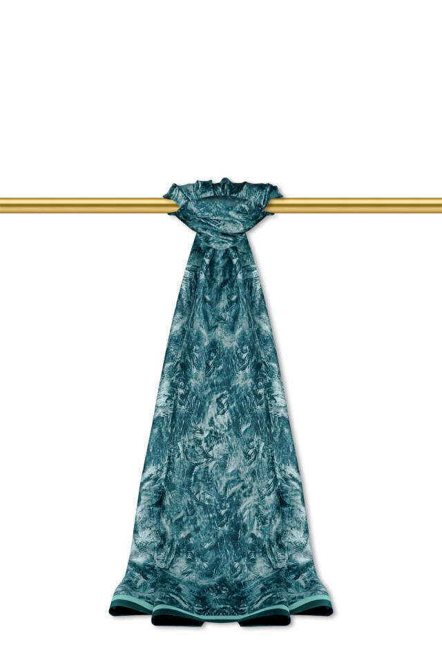 Oil Green Brush Pattern Twill Silk Shawl 