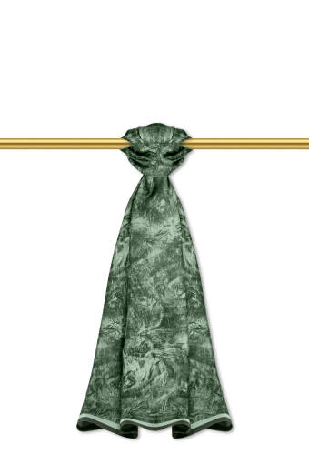 Army Green Brush Pattern Twill Silk Shawl 