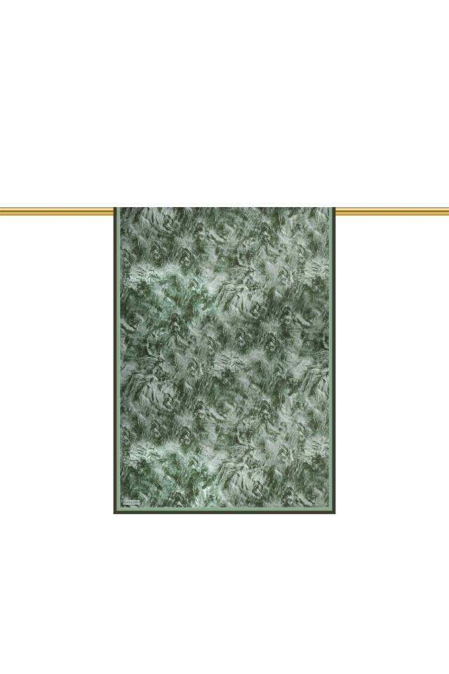 Army Green Brush Pattern Twill Silk Shawl - 3