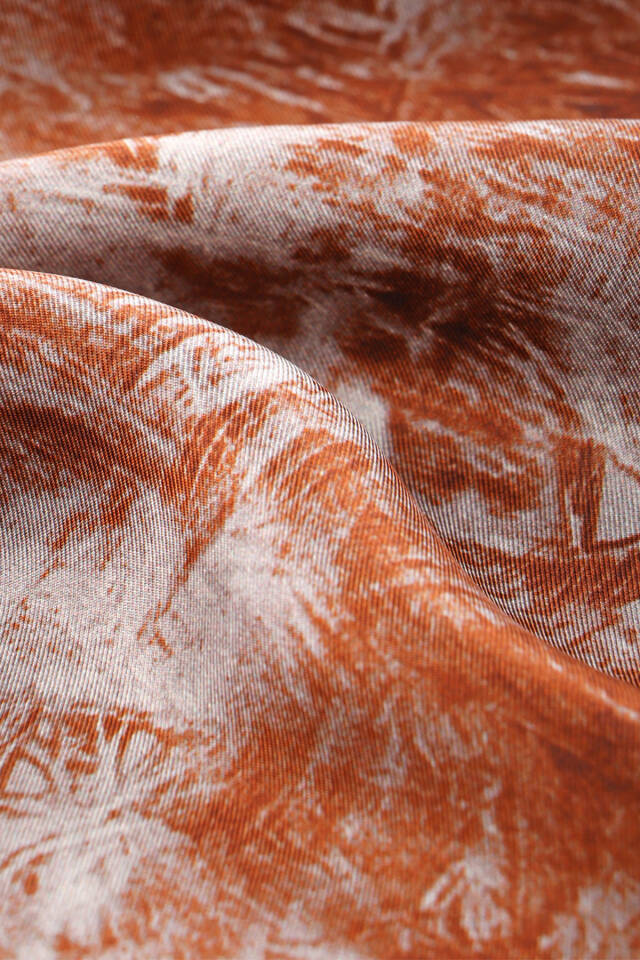 Cinnamon Brush Pattern Twill Silk Shawl - 5