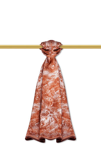 Cinnamon Brush Pattern Twill Silk Shawl 