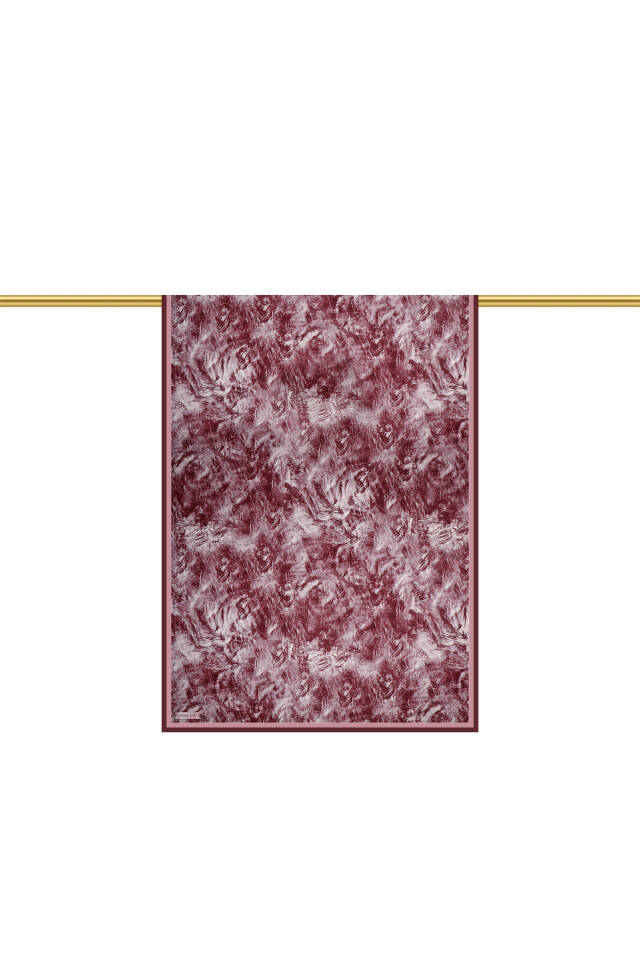 Burgundy Brush Pattern Twill Silk Shawl - 3