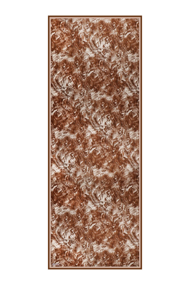 Bitter Coffee Brush Pattern Twill Silk Shawl - 4