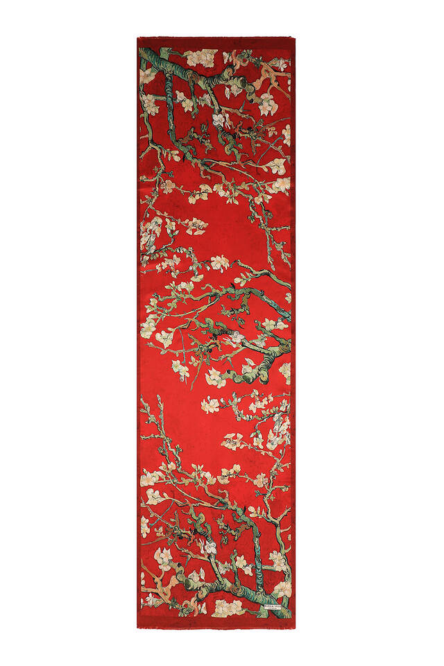 Burgundy Almond Blossom Silk Foulard - 5