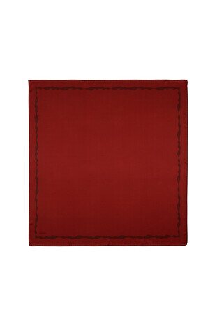 Burgundy Border Water Wave Silk Square Scarf 