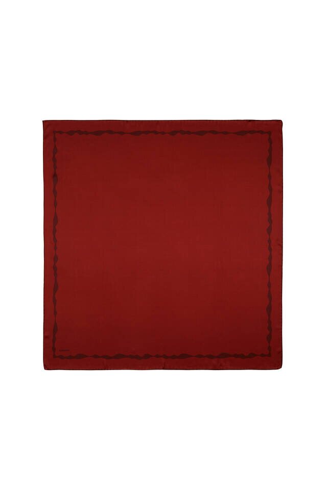 Burgundy Border Water Wave Silk Square Scarf 