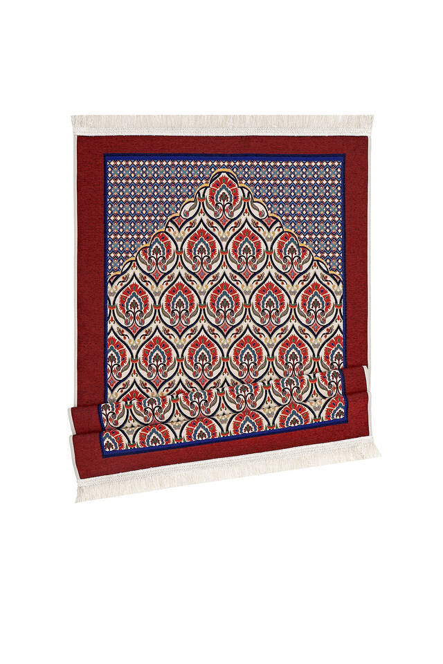 Burgundy Carnation Pattern Tapestry Prayer Rug - 4