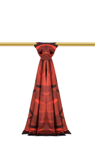 Burgundy Carousel Pattern Twill Silk Scarf 