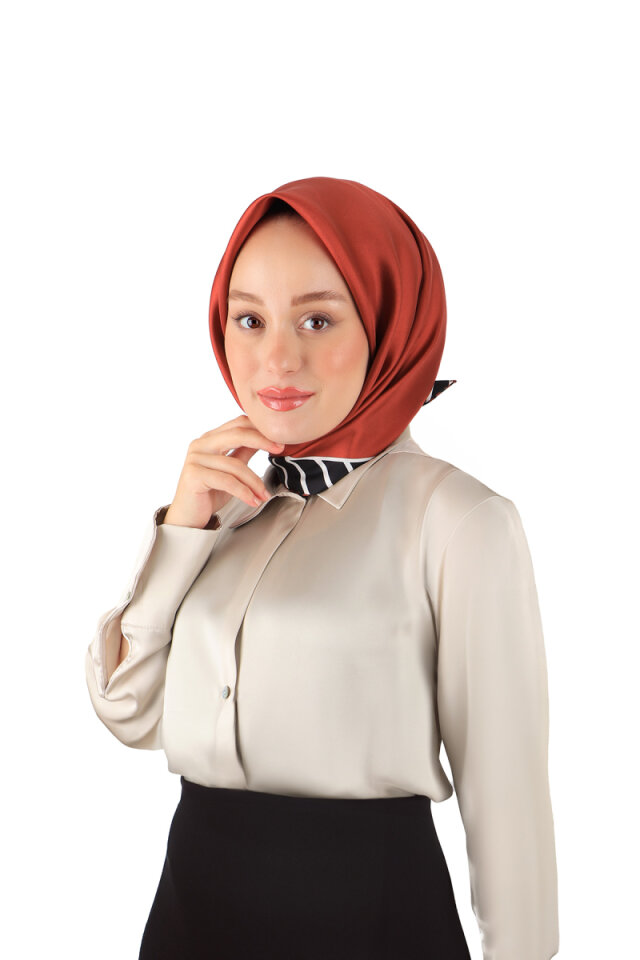 Burgundy Stripe Pattern Twill Silk Square Scarf 