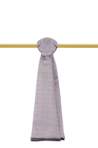 Amethyst Butterfly Monogram Pattern Silk Cotton Shawl 