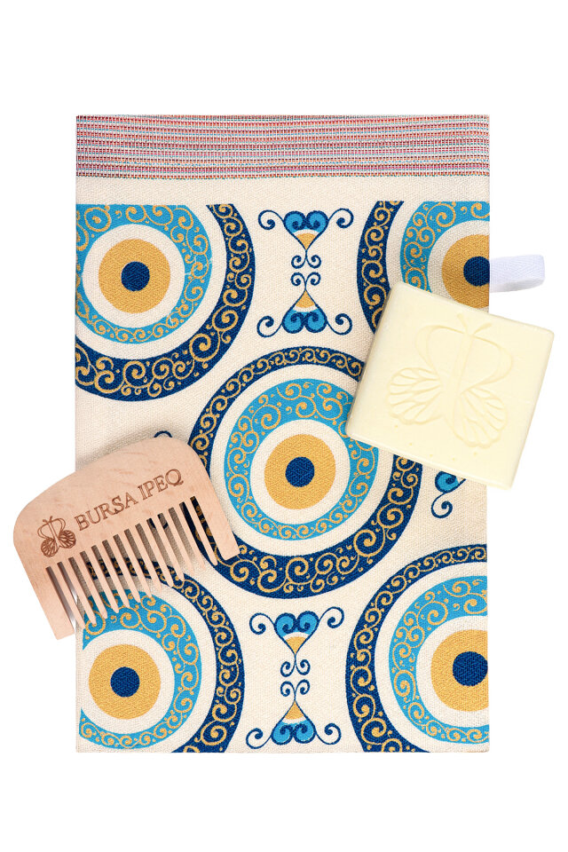 Büyük Nazar Boncuğu Desen Hediyelik Hamam Seti - 3