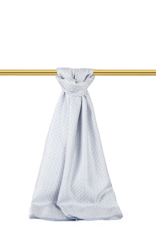 Buz Mavi Petek Desen Twill İpek Şal 