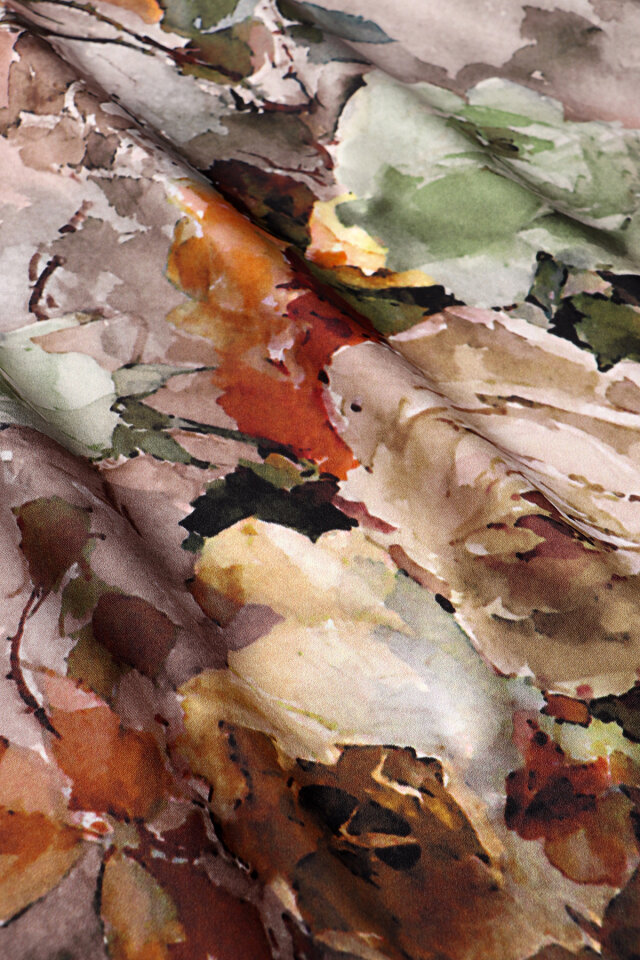 Mink Camellia Pattern Sura Silk Scarf - 4