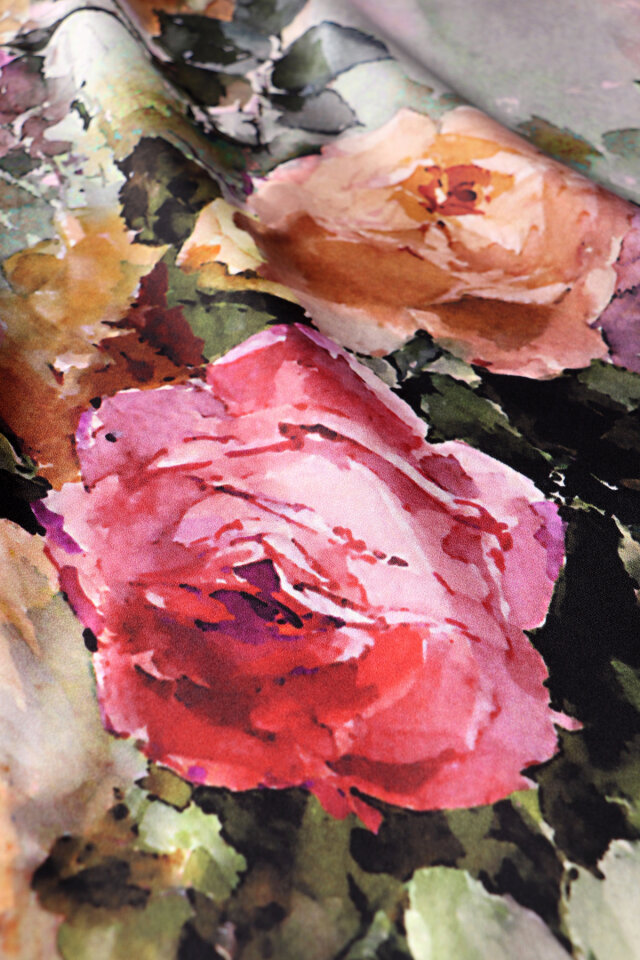 Pink Camellia Pattern Sura Silk Scarf - 4