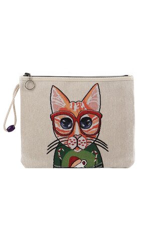 Cat Pattern Tapestry Handbag 