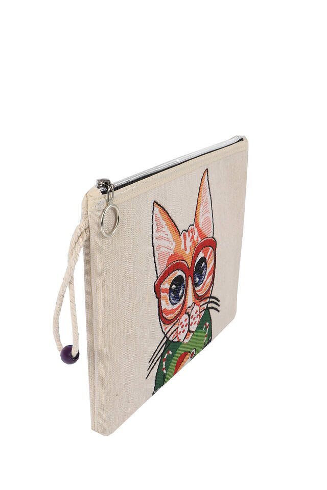 Cat Pattern Tapestry Handbag - 3