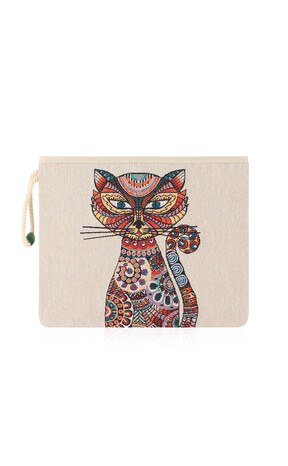 Cat Pattern Tapestry Handbag 