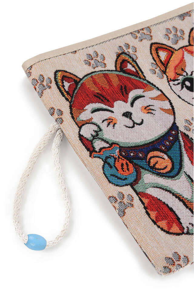 Cat Pattern Tapestry Handbag - 2