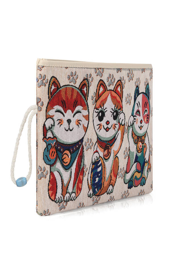 Cat Pattern Tapestry Handbag - 3