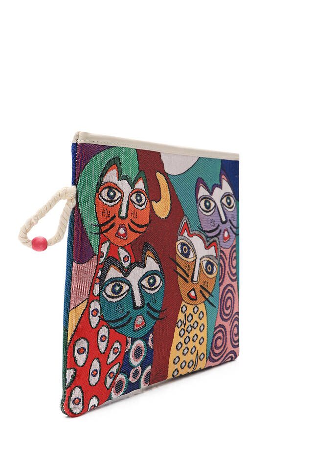 Cat Pattern Tapestry Handbag - 3