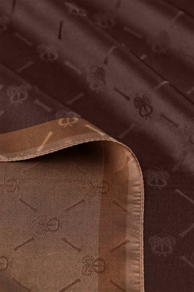 Bitter Coffee Chain Monogram Pattern Silk Shawl - 5