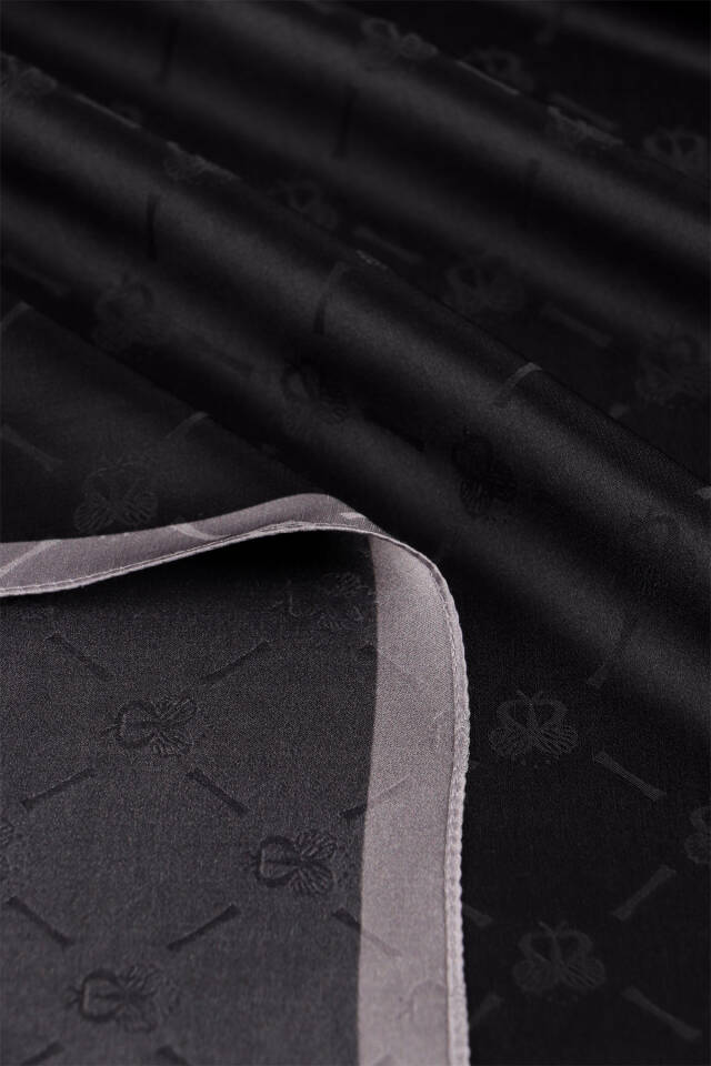 Black Chain Monogram Pattern Silk Shawl - 5