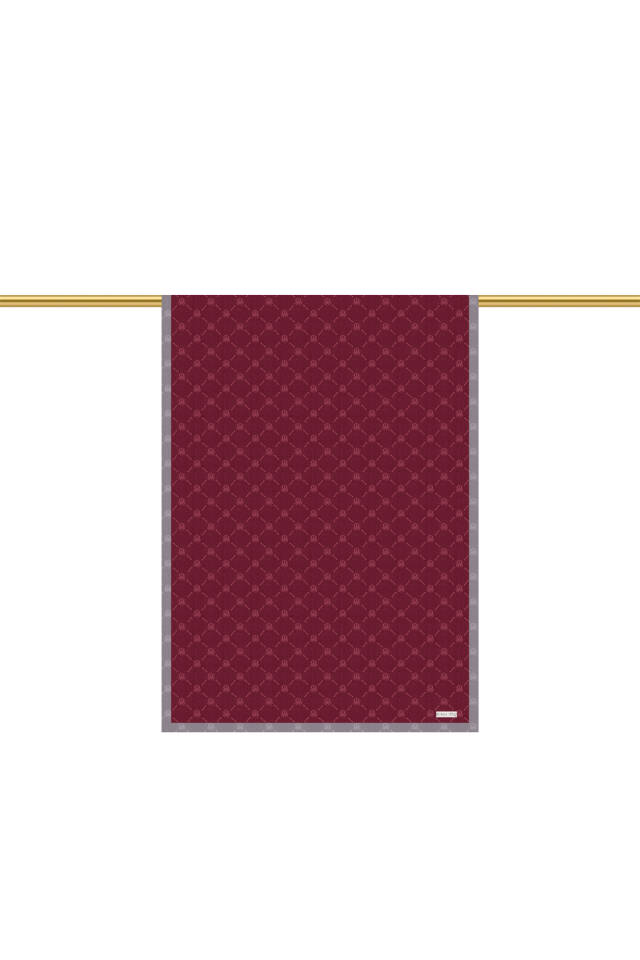 Burgundy Chain Monogram Pattern Silk Shawl - 3
