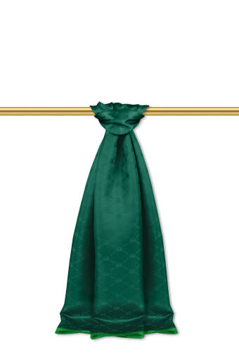 Emerald Chain Monogram Pattern Silk Shawl 