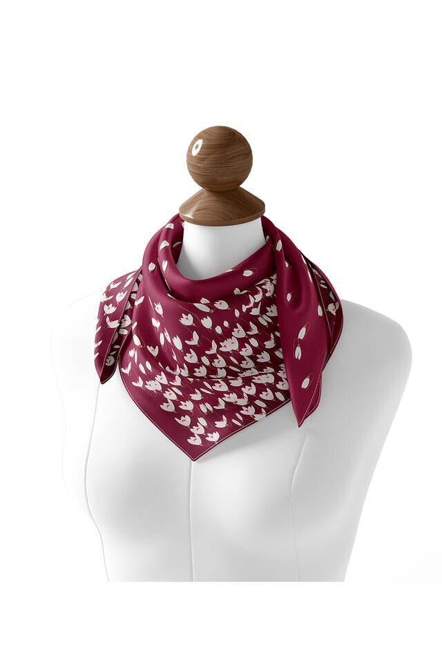 Cherry Snowdrop Sura Silk Square Scarf - 3