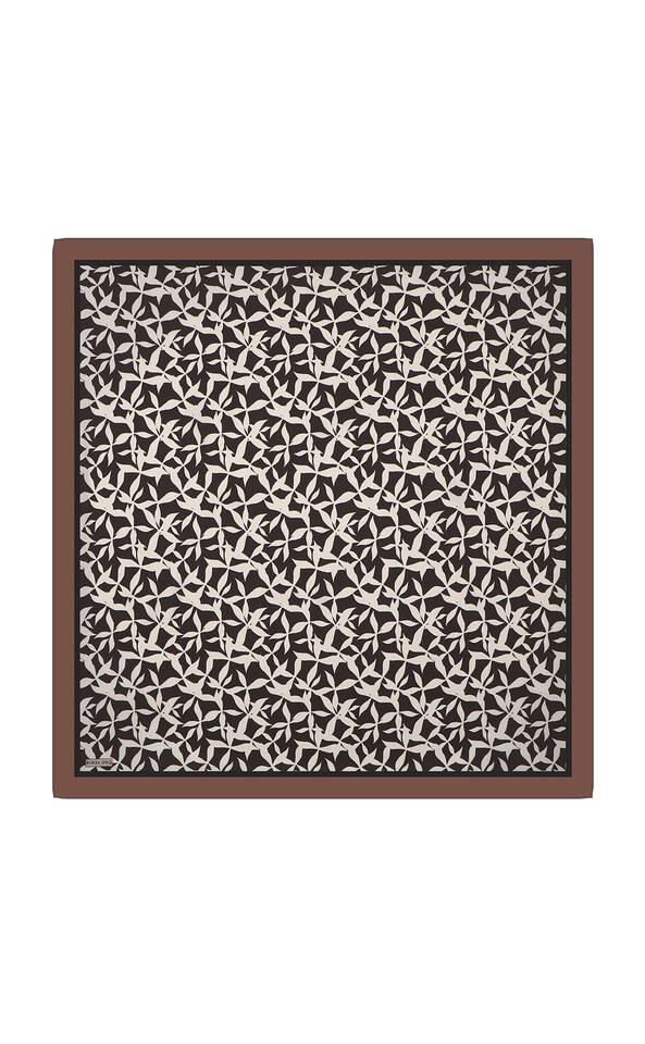 Chestnut Pia Pattern Sura Silk Square Scarf - Bursa İpek