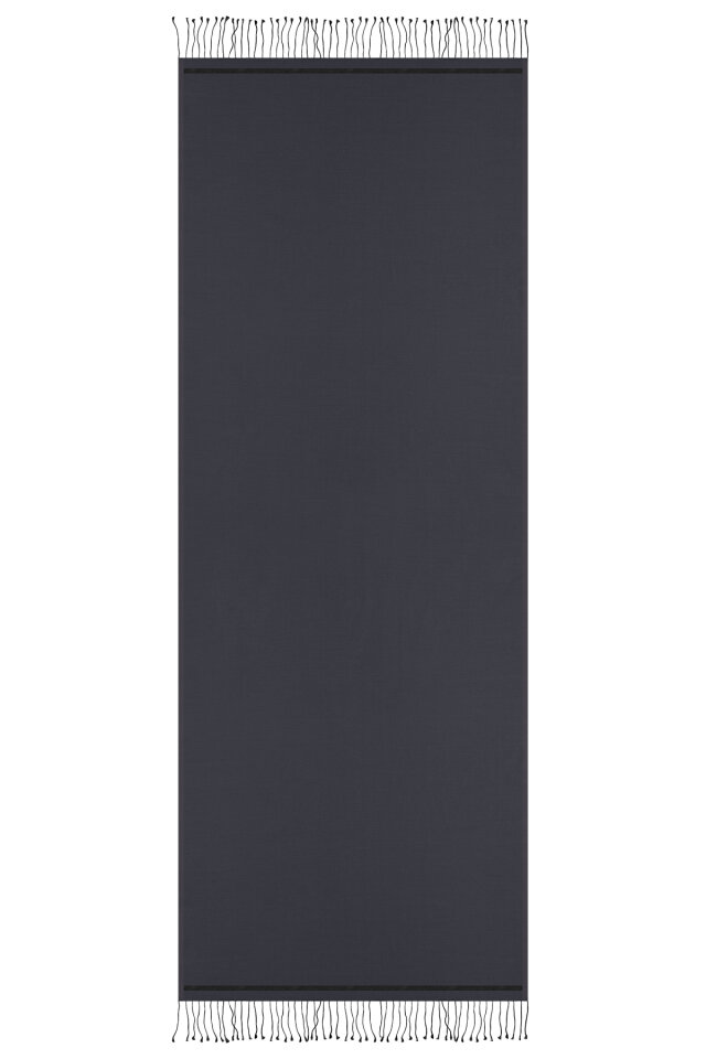 Antrasit Siyah Çift Taraflı İpek Şal - 4