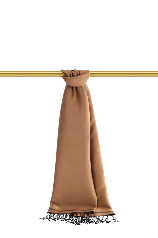 Bronz Siyah Çift Taraflı İpek Şal - Bursa İpek