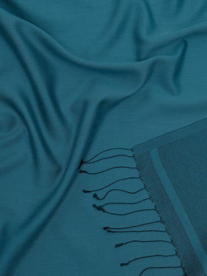 Camgöbeği Lacivert Çift Taraflı İpek Şal - 3