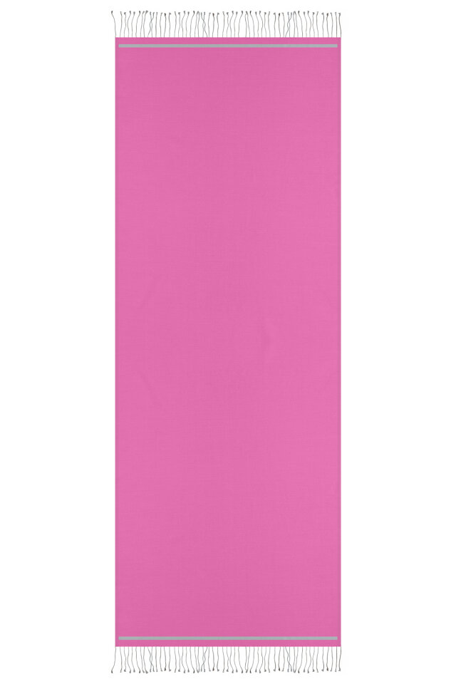 Fuşya Gri Çift Taraflı İpek Şal - 4