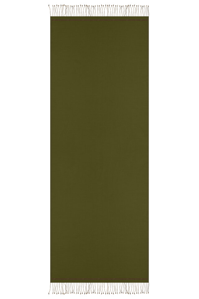 Haki Vizon Çift Taraflı İpek Şal - 4