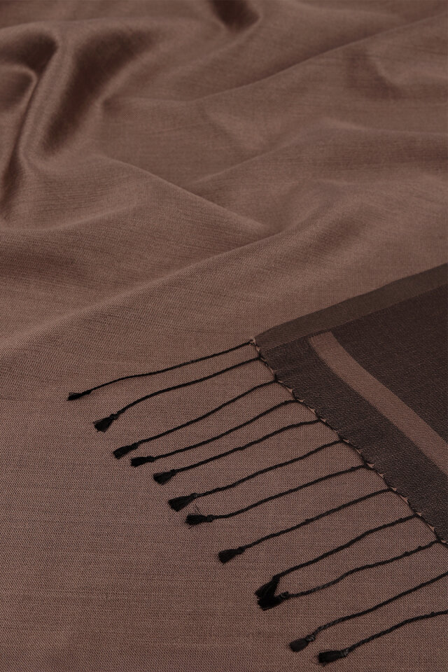 Kahverengi Siyah Çift Taraflı İpek Şal - 5