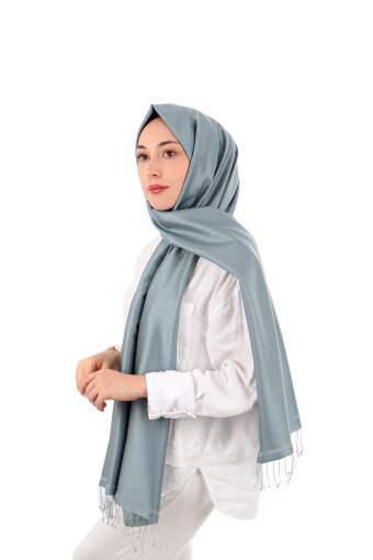 Koyu Gri Gri Çift Taraflı İpek Şal 