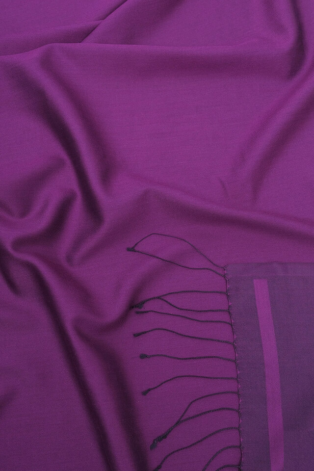 Mor Lacivert Çift Taraflı İpek Şal - 3