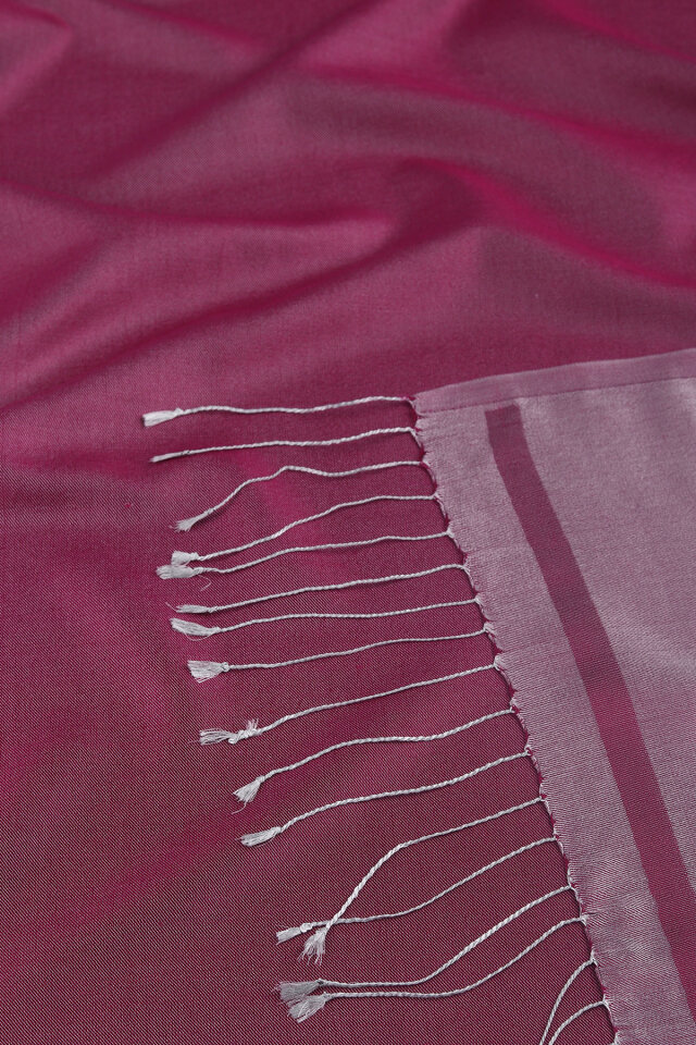 Mürdüm Gri Çift Taraflı İpek Şal - 5