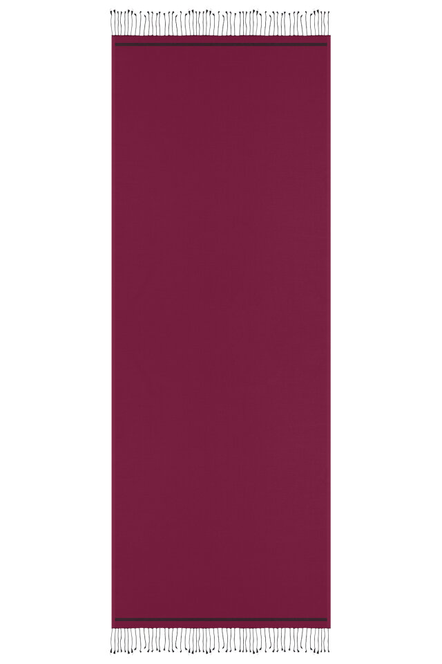 Mürdüm Siyah Çift Taraflı İpek Şal - 4