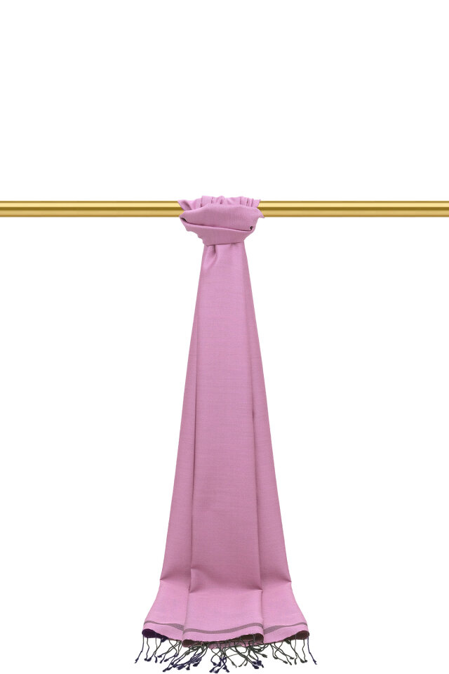 Pembe Lacivert Çift Taraflı İpek Şal - Bursa İpek